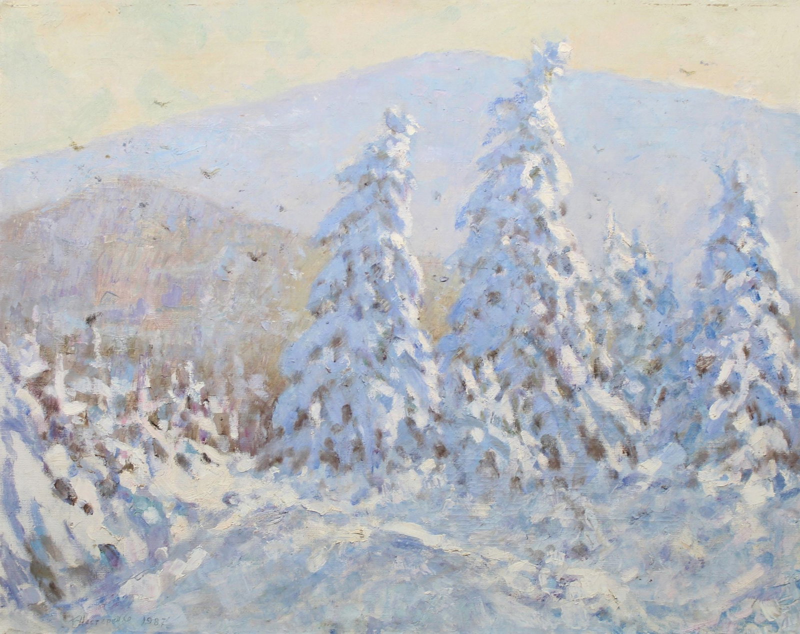 Nesterenko Boris (Ukrainian artist), "Winter magic", oil on canvas: Title: Nesterenko Boris (Ukrainian artist), "Winter magic", oil on canvas Description: ARTIST: Nesterenko Boris Grigorovich, Ukrainian artist TITLE: "Winter magic" SIZE: 90 x 100 cm, (35 2/4 x 39 1/4 