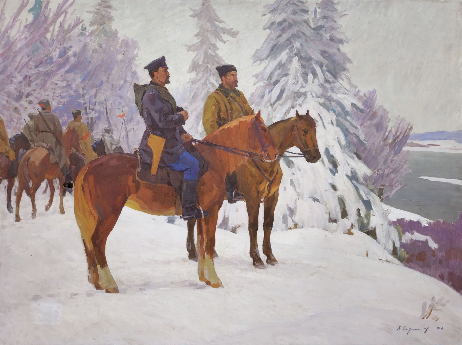 Chernikov Volodymir (Ukrainian artist), "Commanders in winter", oil on canvas: Title: Chernikov Volodymir (Ukrainian artist), "Commanders in winter", oil on canvas Description: ARTIST: Chernikov Volodymir Mykhaylovich, Ukrainian artist TITLE: "Commanders in winter" SIZE: 150 x