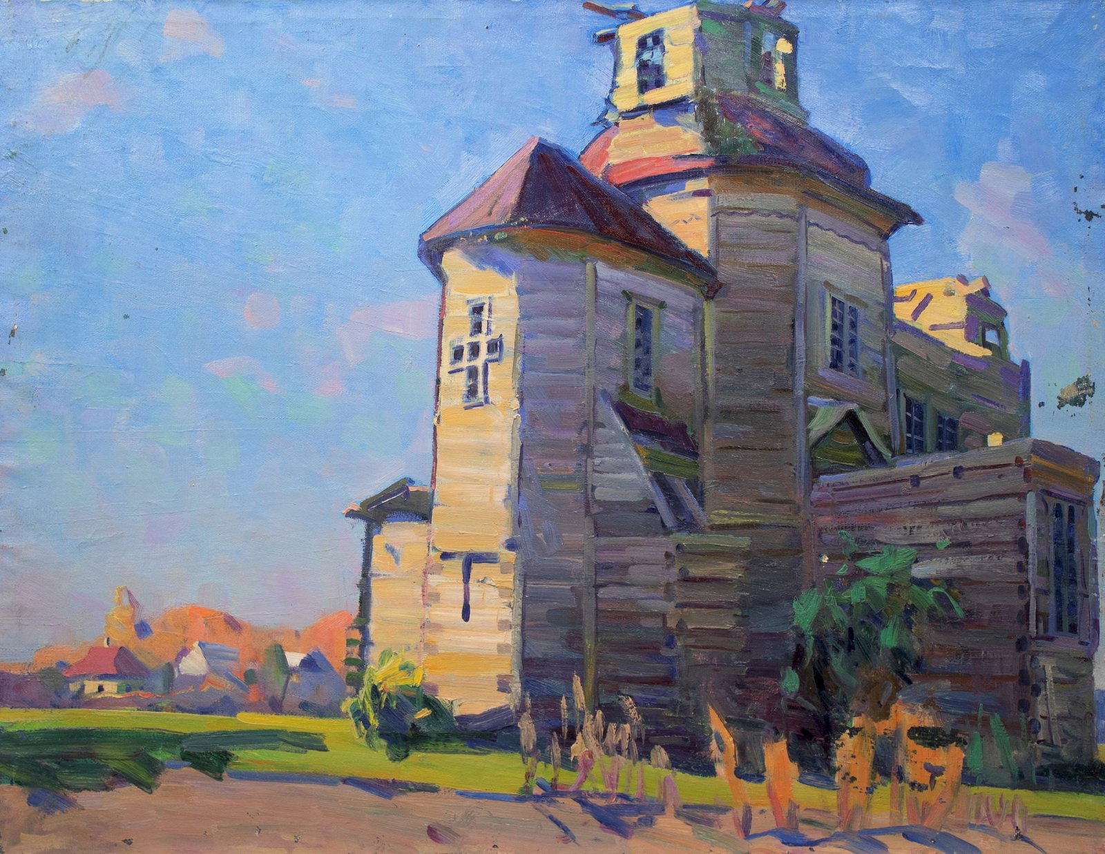 Tyukha Ivan (Ukrainian artist), "Ruined temple", oil on canvas: Title: Tyukha Ivan (Ukrainian artist), "Ruined temple", oil on canvas Description: ARTIST: Tyukha Ivan Andriyovich, Ukrainian artist TITLE: "Ruined temple" SIZE: 70 x 90 cm, (27 2/4 x 35 2/4 in.) MEDI
