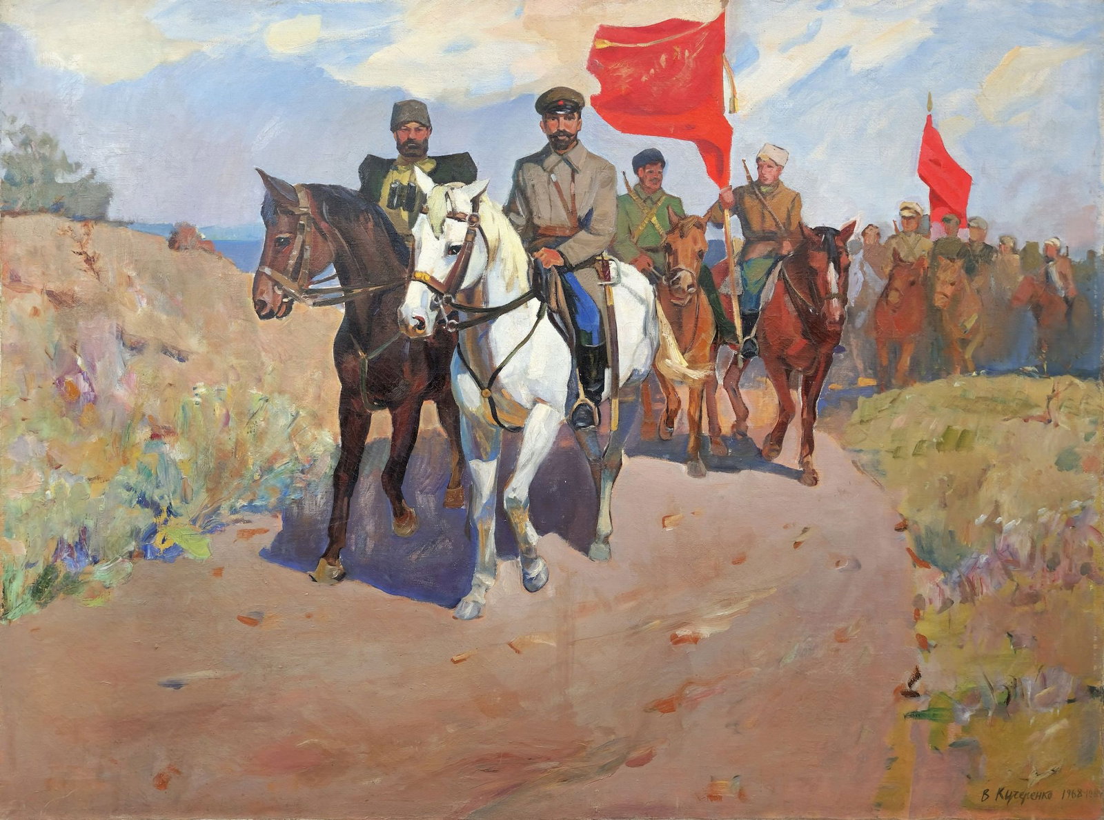 Kucherenko Victor (Ukrainian artist), "Shchors and Bozhenko", oil on canvas: Title: Kucherenko Victor (Ukrainian artist), "Shchors and Bozhenko", oil on canvas Description: ARTIST: Kucherenko Victor Petrovich, Ukrainian artist TITLE: "Shchors and Bozhenko" SIZE: 120 x 160 cm, 