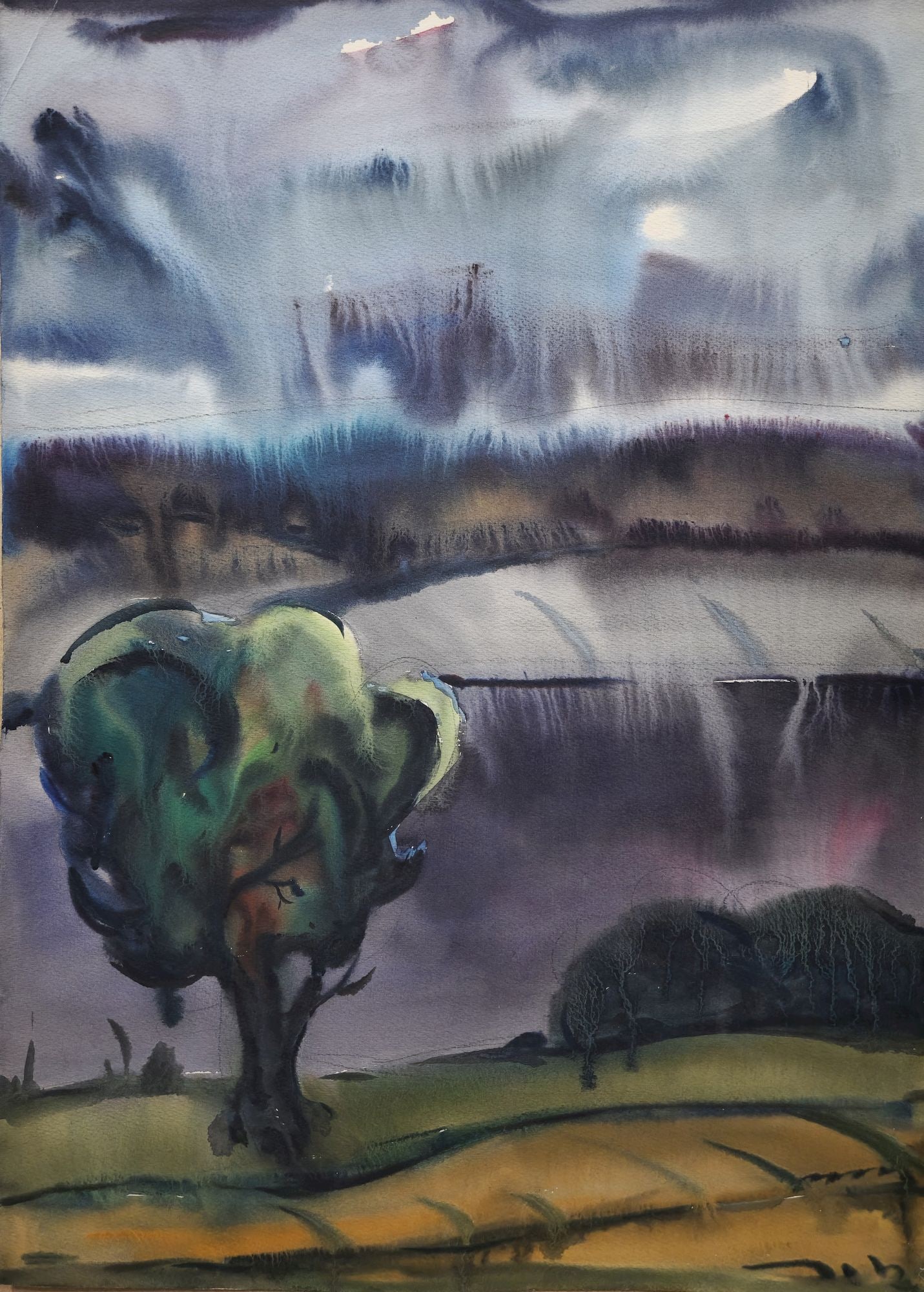 Mynka Olexandr (Ukrainian artist), "Tree", watercolor on paper (1 of 2)