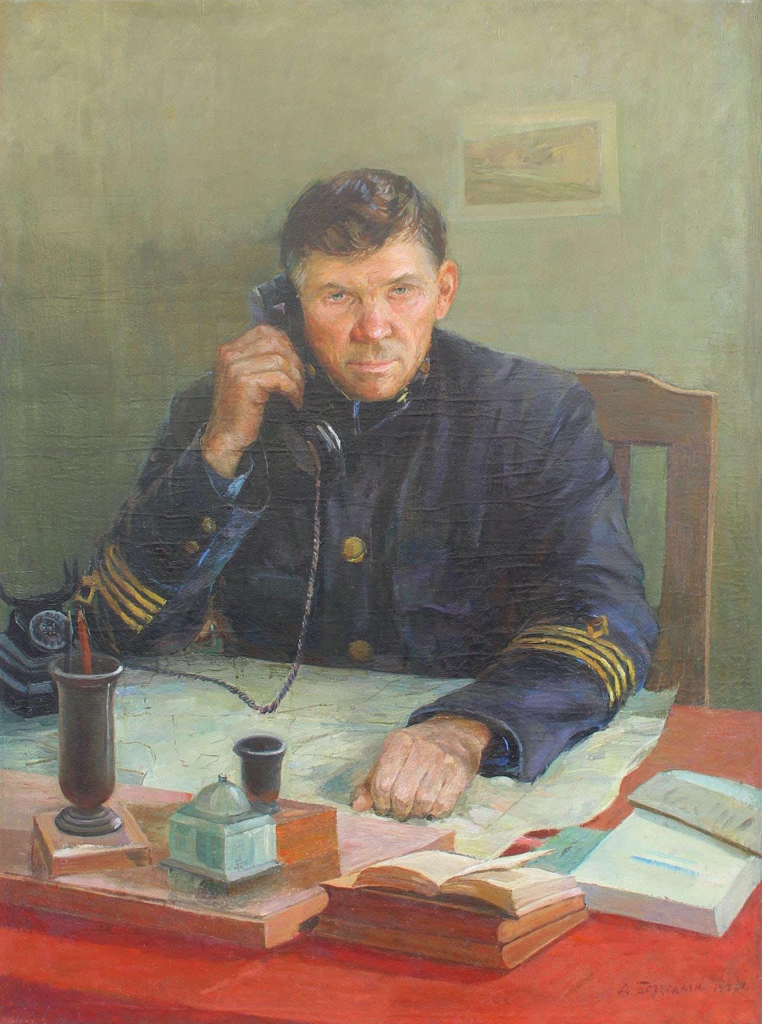 Bezugly Daniil (Ukrainian artist), "Portrait of the miner N.Z. Merkulov", oil on canvas: Title: Bezugly Daniil (Ukrainian artist), "Portrait of the miner N.Z. Merkulov", oil on canvas Description: ARTIST: Bezugly Daniil Ivanovich, Ukrainian artist TITLE: "Portrait of the miner N.Z. Merkul