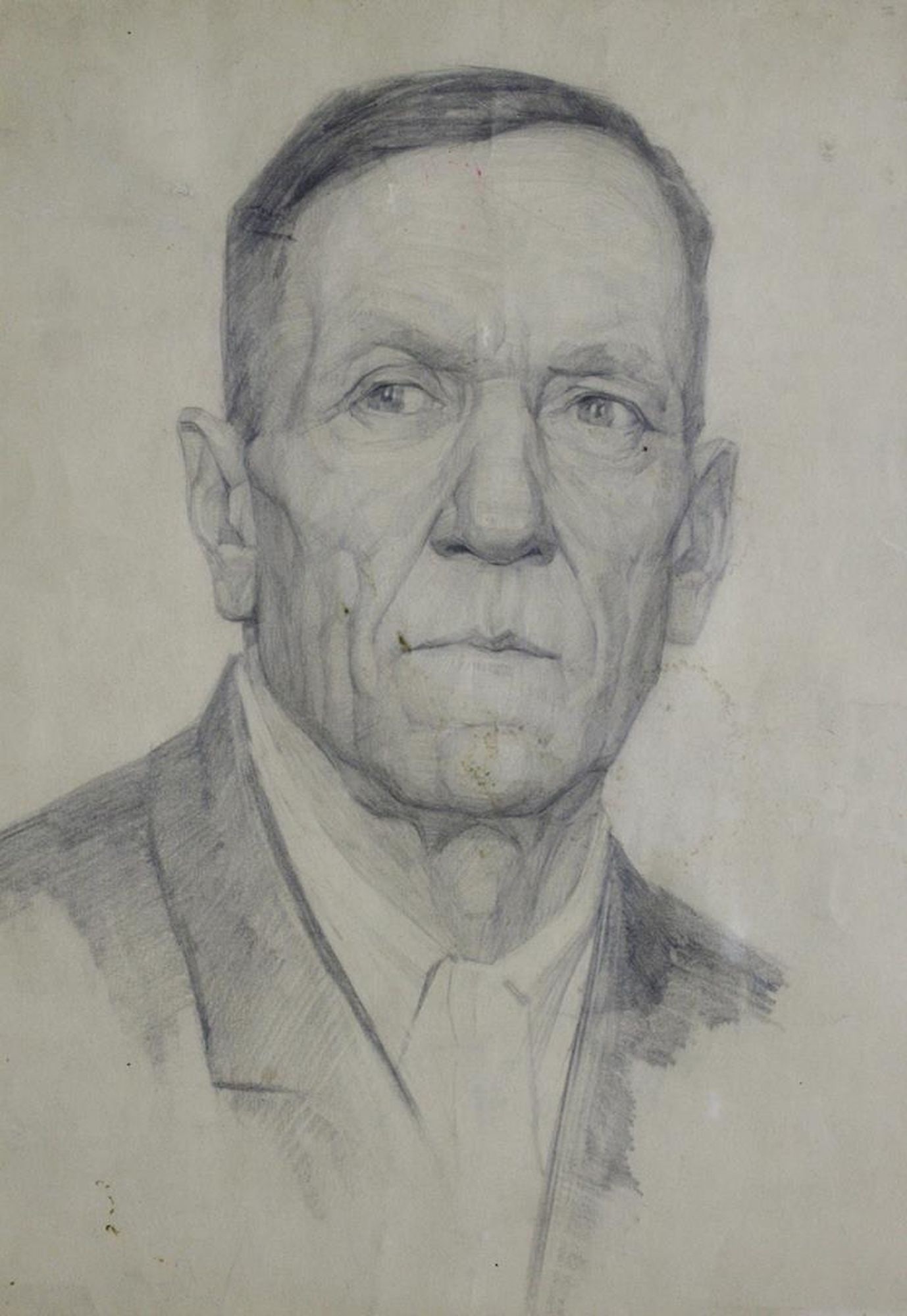Mynka Olexandr (Ukrainian artist), "Portrait of an old man", pencil on paper: Title: Mynka Olexandr (Ukrainian artist), "Portrait of an old man", pencil on paper Description: ARTIST: Mynka Olexandr Fedorovich, Ukrainian artist TITLE: "Portrait of an old man" SIZE: 40 x 28 cm, (