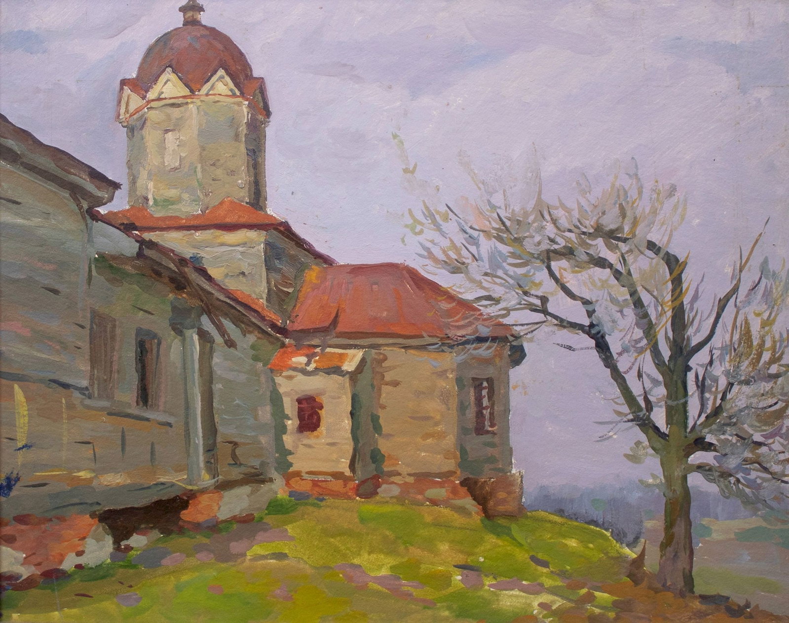 Mynka Olexandr (Ukrainian artist), "Old church", oil on cardboard: Title: Mynka Olexandr (Ukrainian artist), "Old church", oil on cardboard Description: ARTIST: Mynka Olexandr Fedorovich, Ukrainian artist TITLE: "Old church" SIZE: 40 x 50 cm, (15 3/4 x 19 3/4 in.) ME