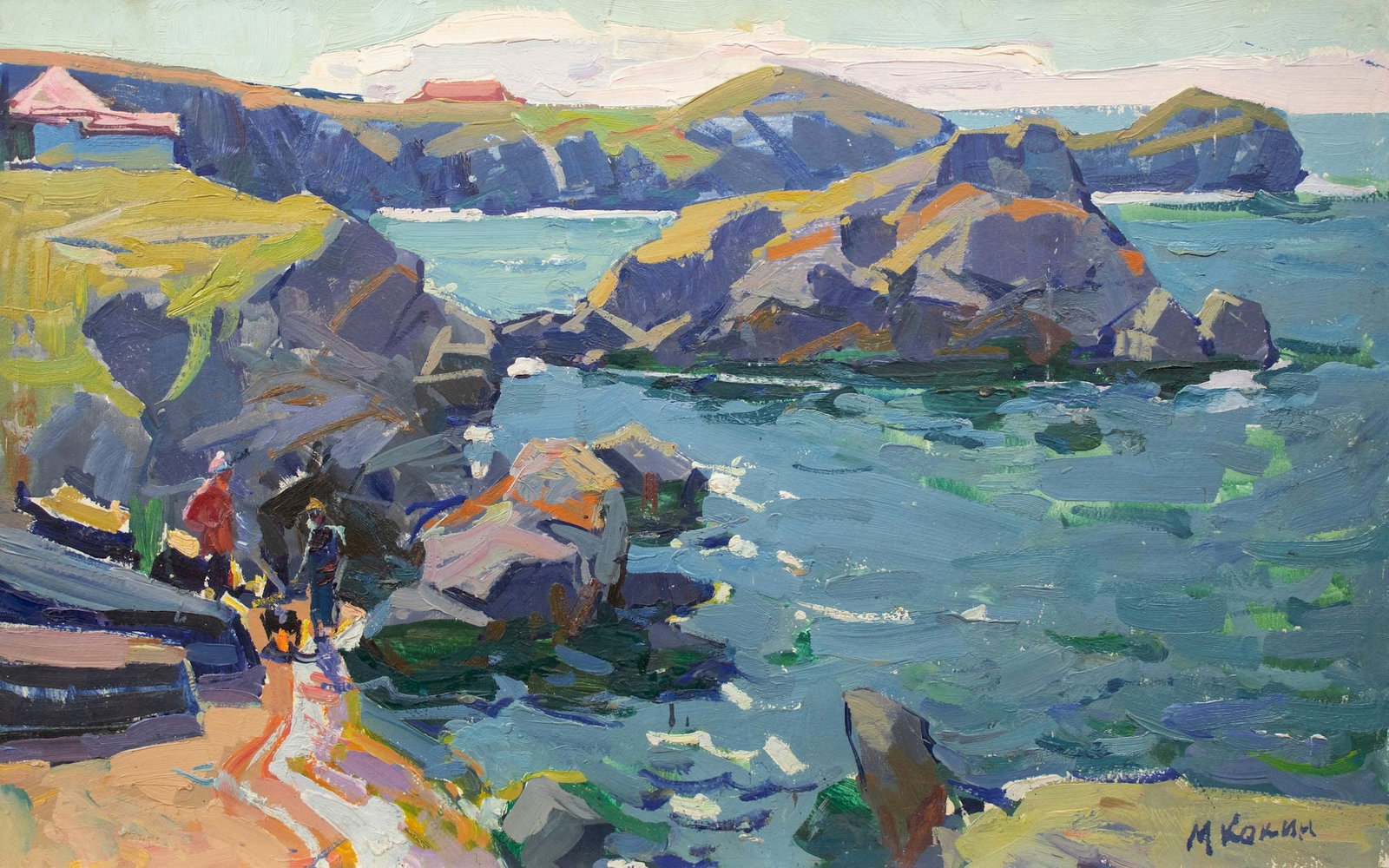Kokin Mykhaylo (Ukrainian artist), "Azov Sea", oil on cardboard: Title: Kokin Mykhaylo (Ukrainian artist), "Azov Sea", oil on cardboard Description: ARTIST: Kokin Mykhaylo Oleksandrovich, Ukrainian artist TITLE: "Azov Sea" SIZE: 50 x 80 cm, (19 3/4 x 31 2/4 in.)