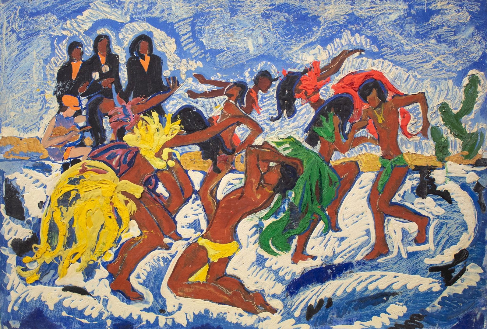 Unidentified (Ukrainian artist), "African dances", oil on cardboard (1 of 3)