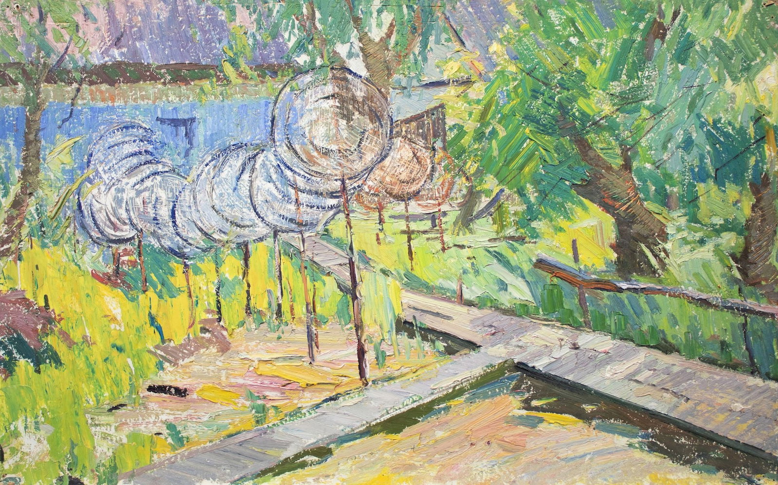 Sevastyanov Victor (Ukrainian artist), "In the park", oil on cardboard: Title: Sevastyanov Victor (Ukrainian artist), "In the park", oil on cardboard Description: ARTIST: Sevastyanov Victor Grigorovich, Ukrainian artist TITLE: "In the park" SIZE: 50 x 80 cm, (19 3/4 x 31 