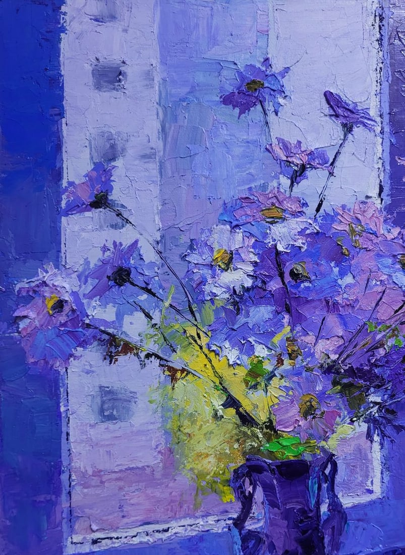 Oil painting Daisies On The Windowsill Boris Serdyuk - 4