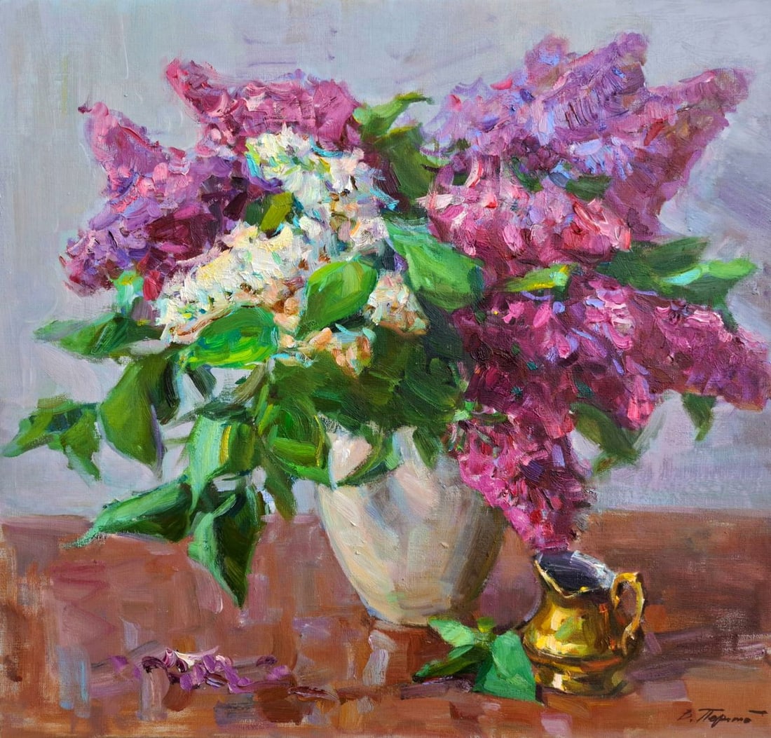 Oil painting Lilac Flowers In A Vase Vyacheslav Pereta