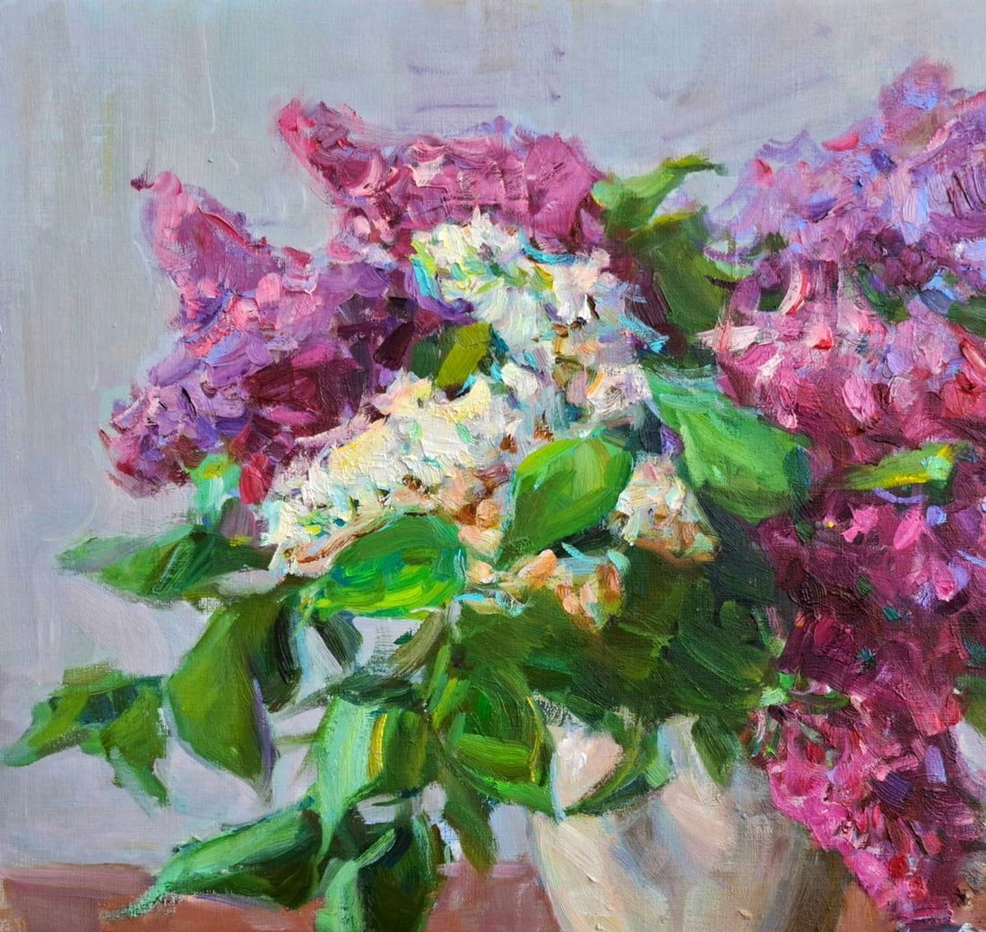 Oil painting Lilac Flowers In A Vase Vyacheslav Pereta - 2