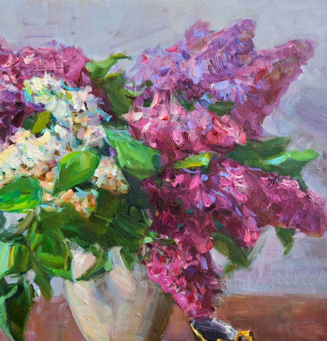 Oil painting Lilac Flowers In A Vase Vyacheslav Pereta - 3