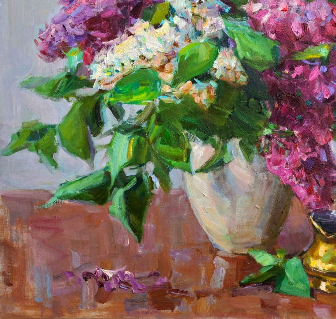 Oil painting Lilac Flowers In A Vase Vyacheslav Pereta - 4
