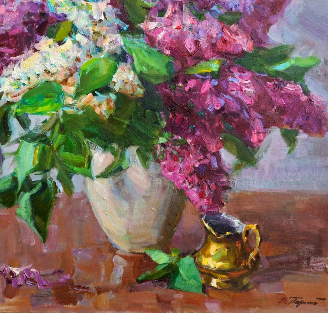 Oil painting Lilac Flowers In A Vase Vyacheslav Pereta - 5