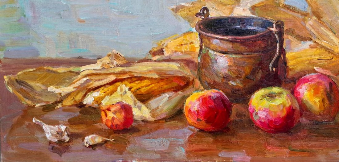Oil painting The Pot and the Apples Vyacheslav Pereta - 4