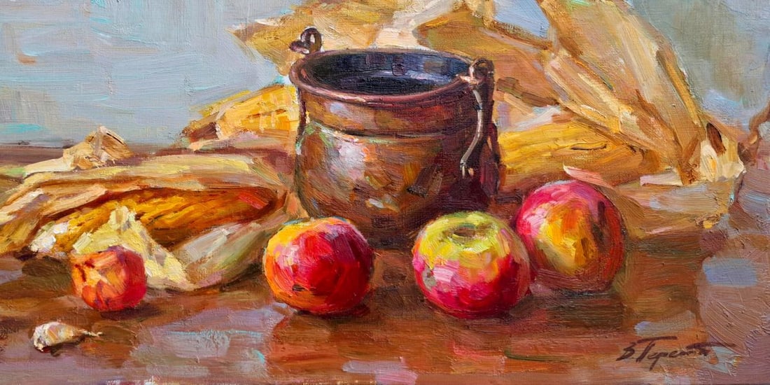 Oil painting The Pot and the Apples Vyacheslav Pereta - 5