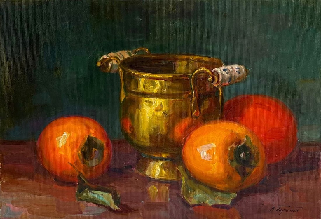 Oil painting Fruits on the table Vyacheslav Pereta: Title: Oil painting Fruits on the table Vyacheslav Pereta Description: Tep 182*** ABOUT THIS PAINTING **** TITLE: "Fruits on the table"* ARTISTS: Vyacheslav Pereta * SIZE: 27 39.5 cm/10.62x15.55 inche