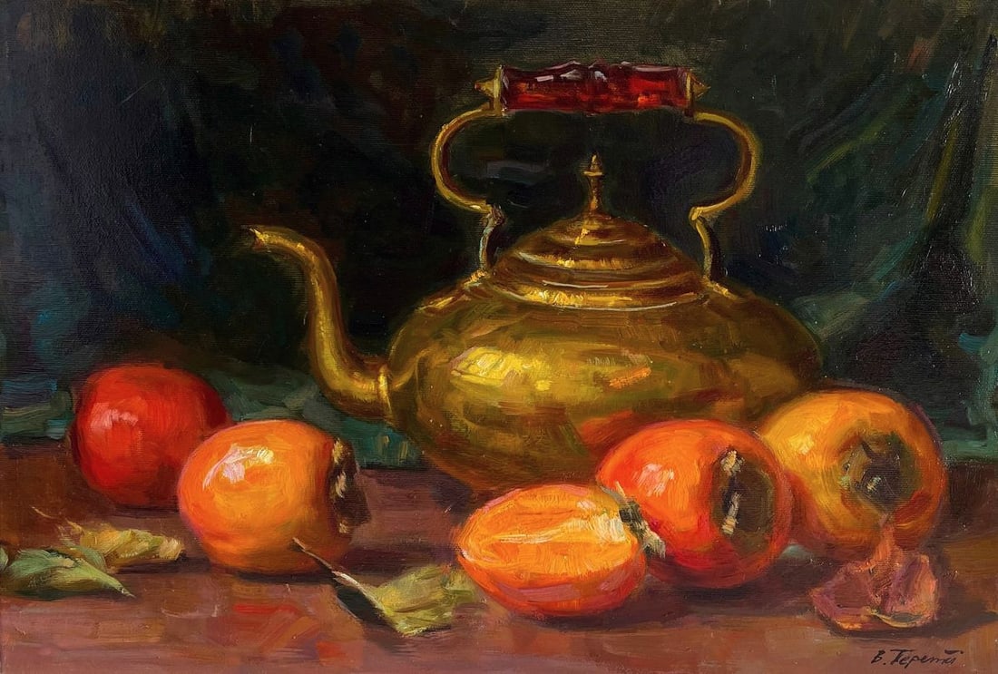 Oil painting Persimmon And Teapot Vyacheslav Pereta (1 of 6)