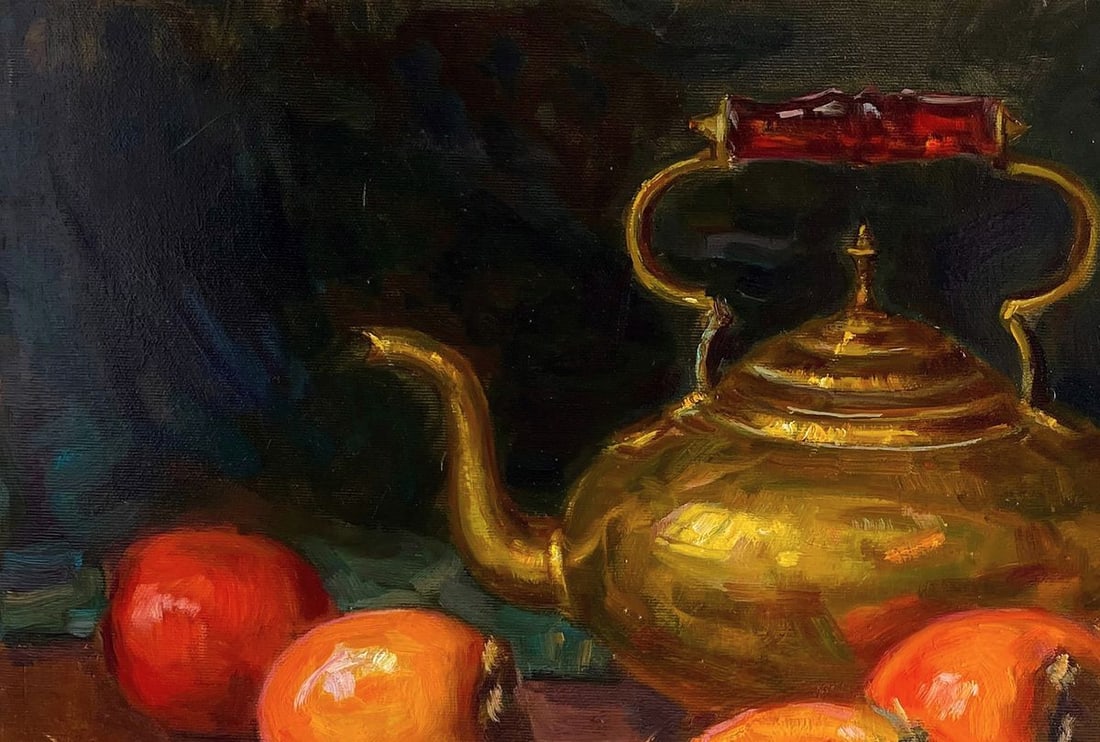 Oil painting Persimmon And Teapot Vyacheslav Pereta - 2