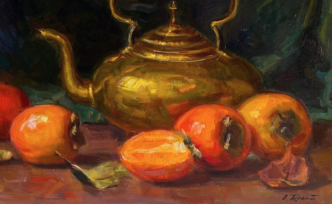 Oil painting Persimmon And Teapot Vyacheslav Pereta - 5