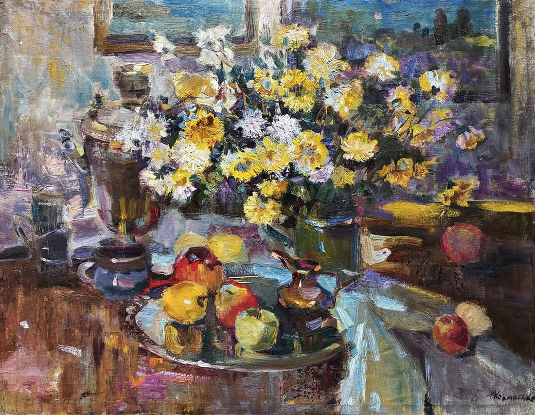 Oil painting Autumn Bouquet of Picked Flowers Ivan Kovalenko (1 of 6)