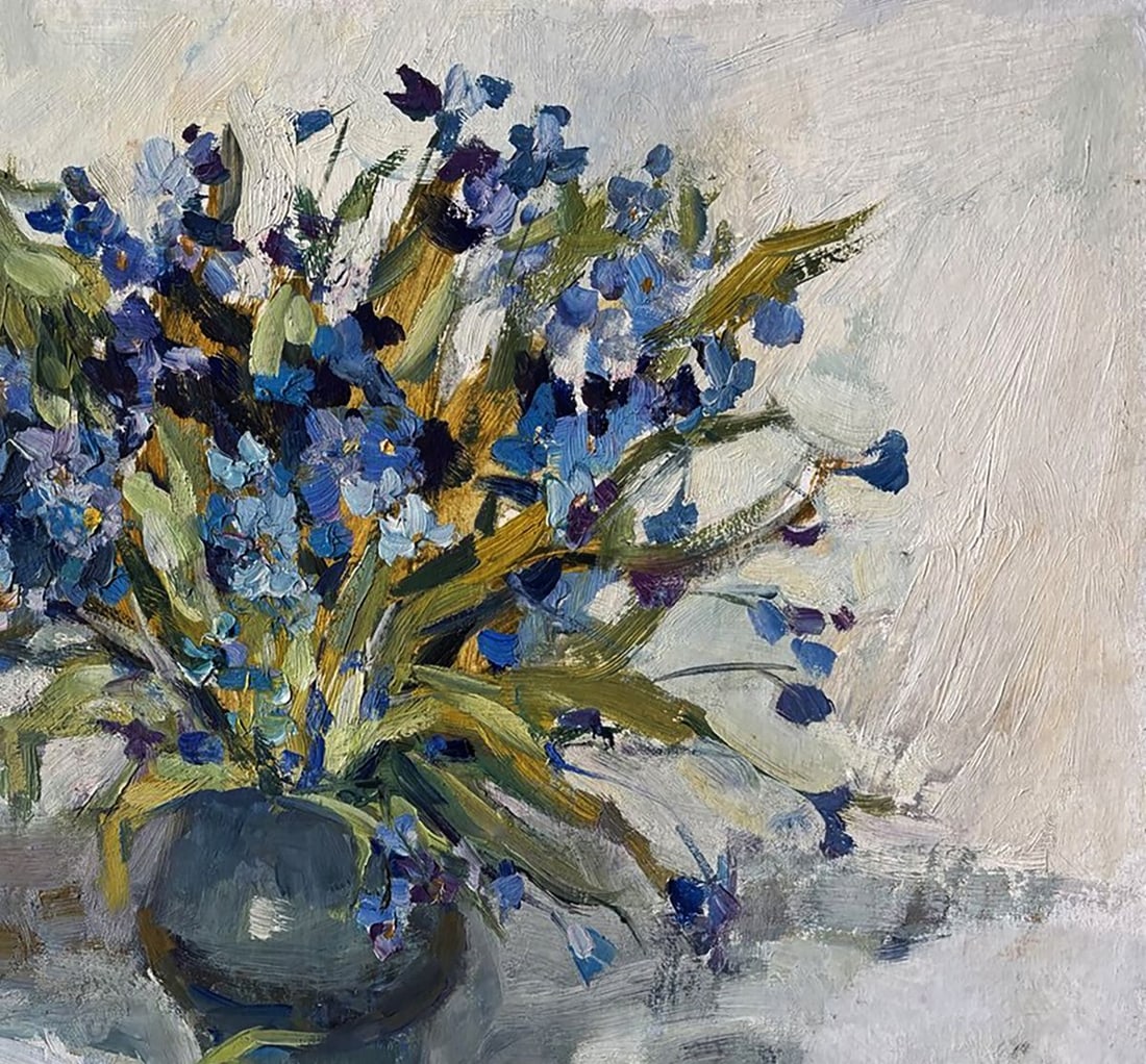 Oil painting Still life with blue flowers Ivan Kovalenko - 3