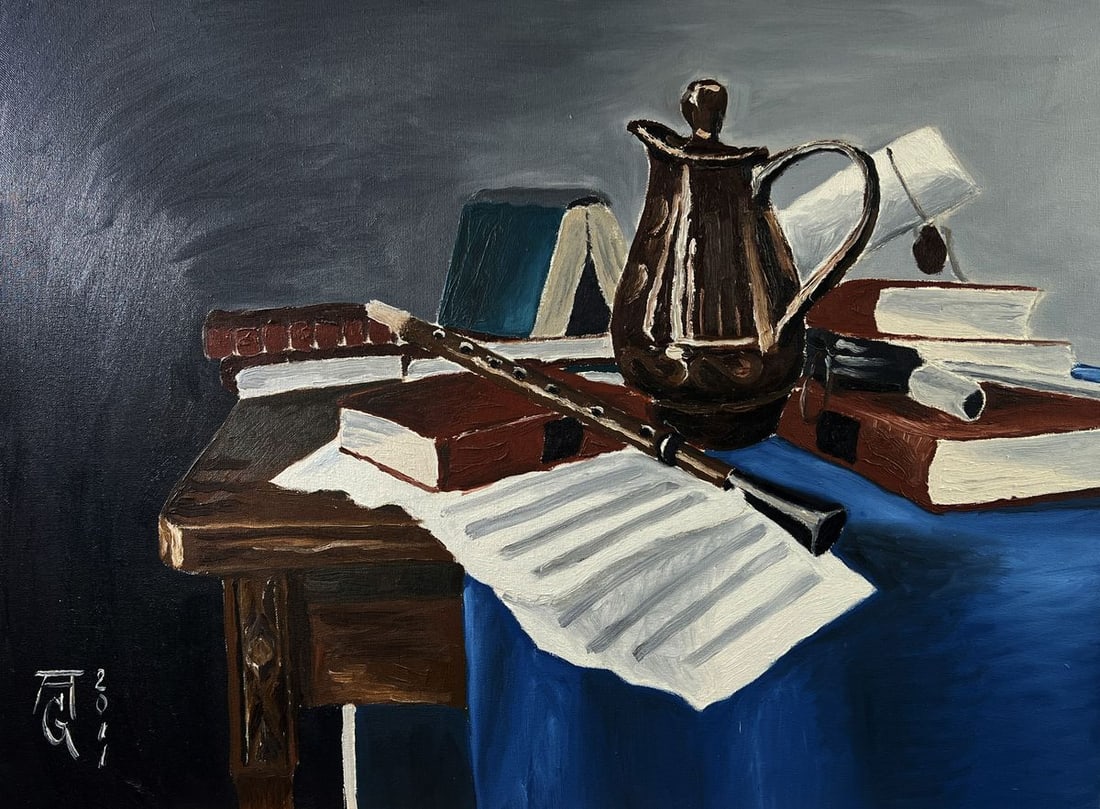 Oil painting Still life with books Oleksandr Gukalov - 3