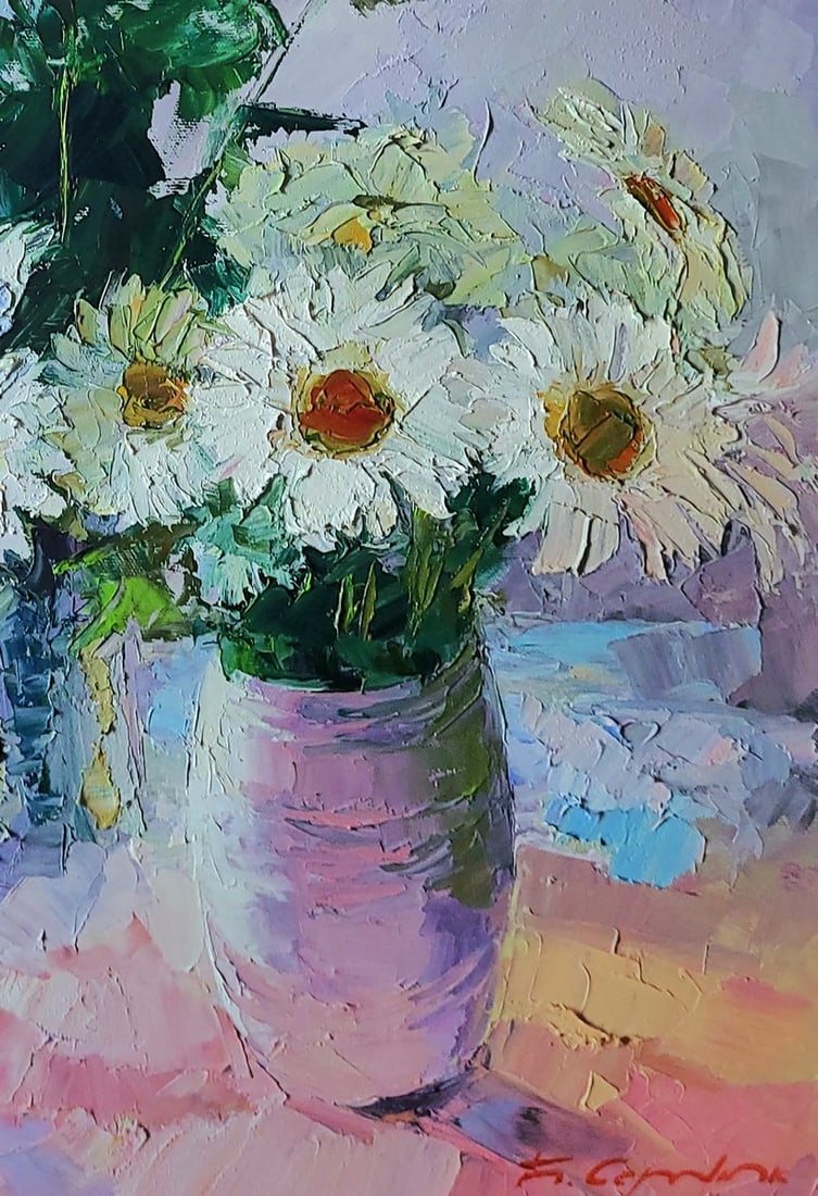 Oil painting Bouquet of daisies and roses Boris Serdyuk - 4