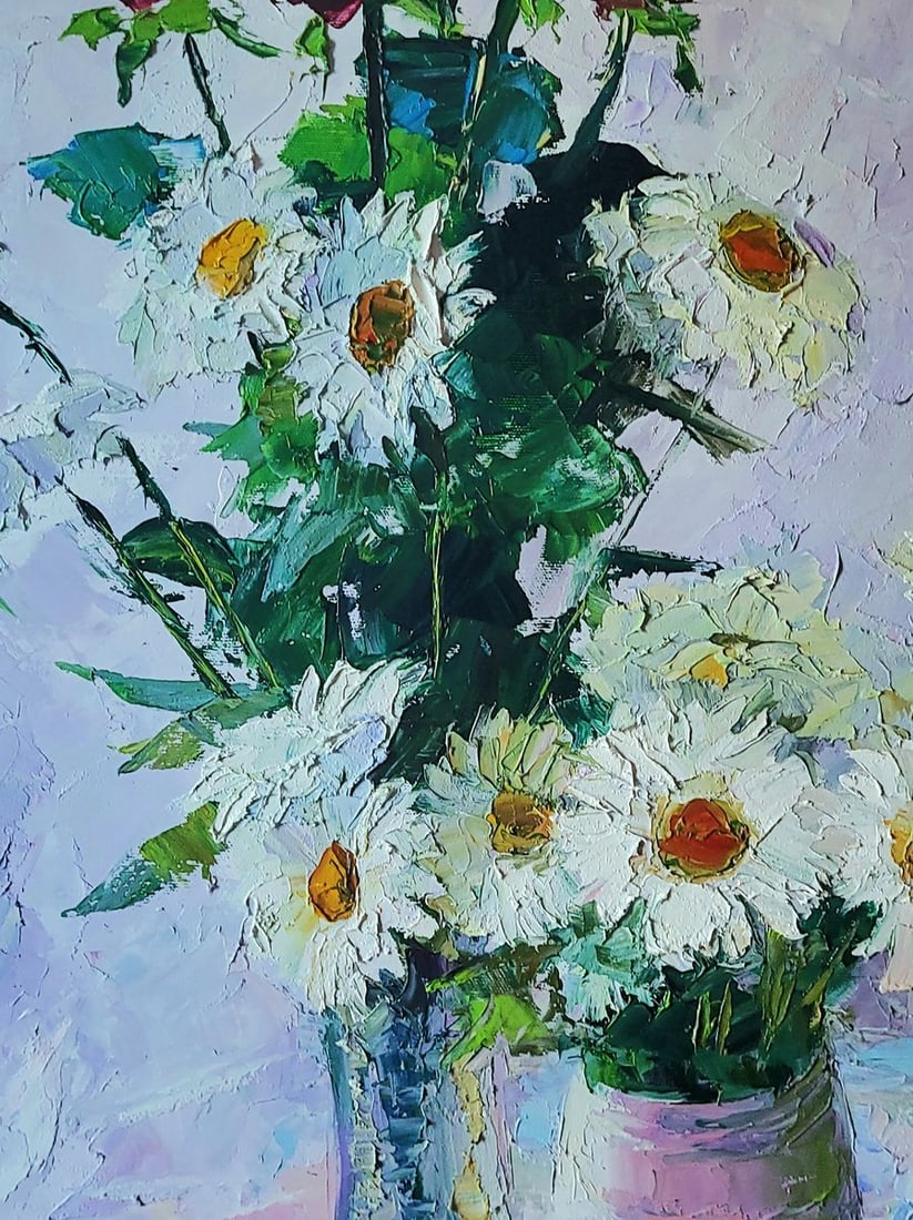 Oil painting Bouquet of daisies and roses Boris Serdyuk - 8