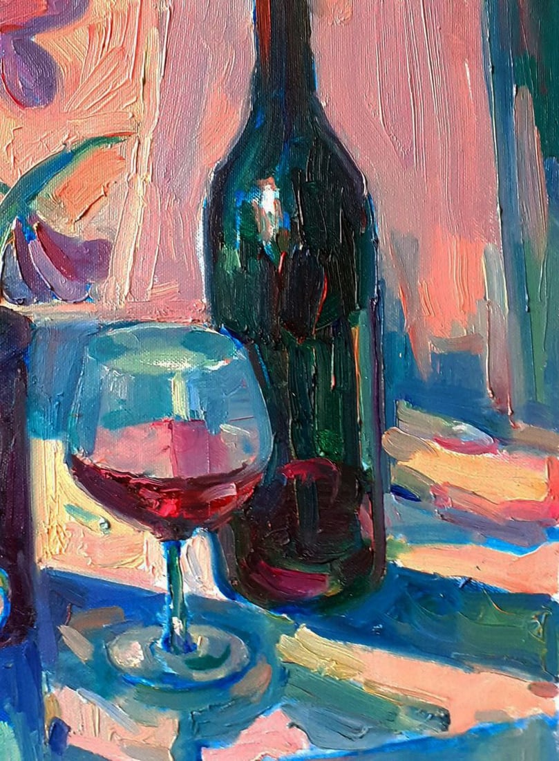 Oil painting Flowers and wine by the window Pavel Dobrev - 5