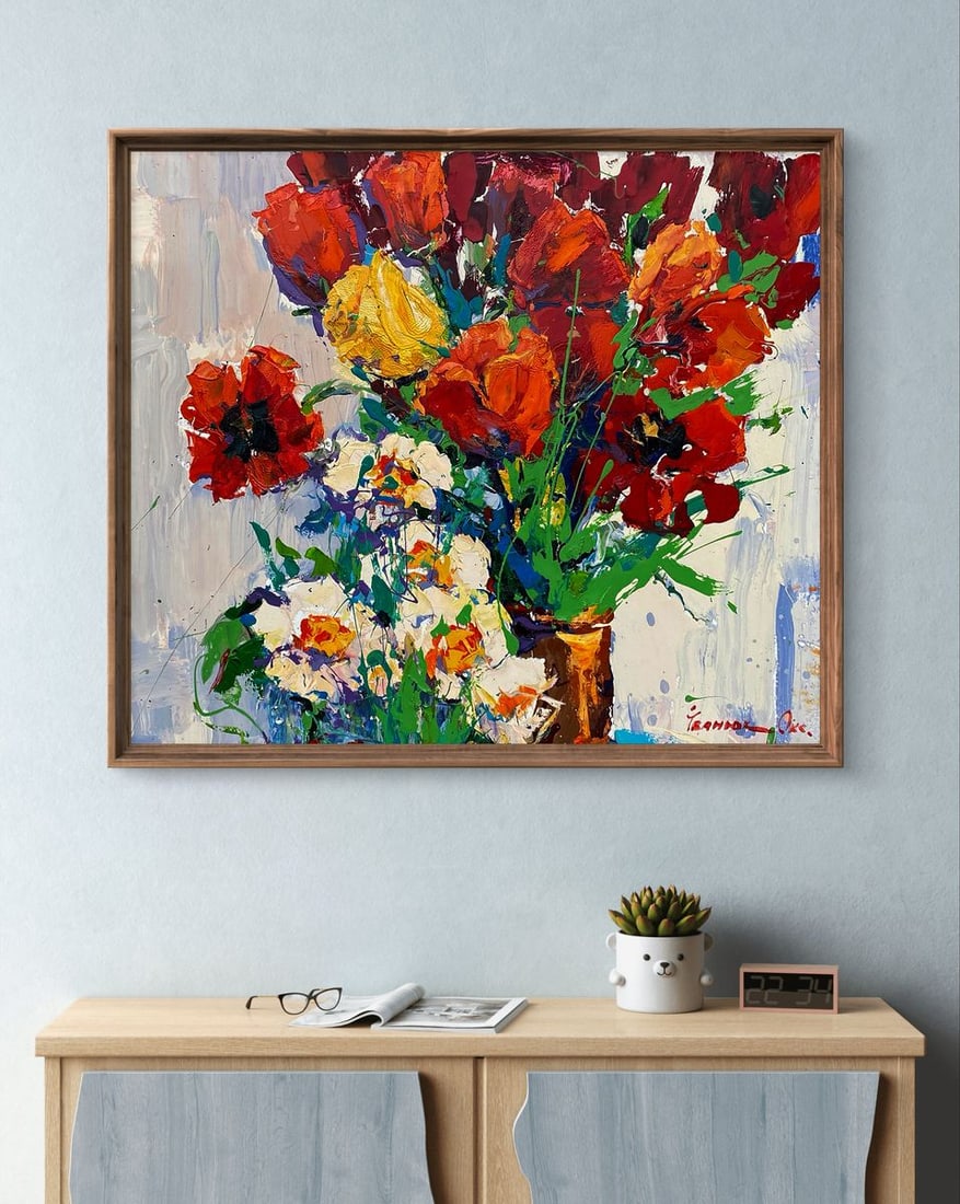 Oil painting A gift of red tulips Oksana Ivanyuk - 2