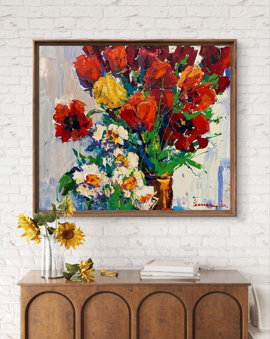 Oil painting A gift of red tulips Oksana Ivanyuk - 3