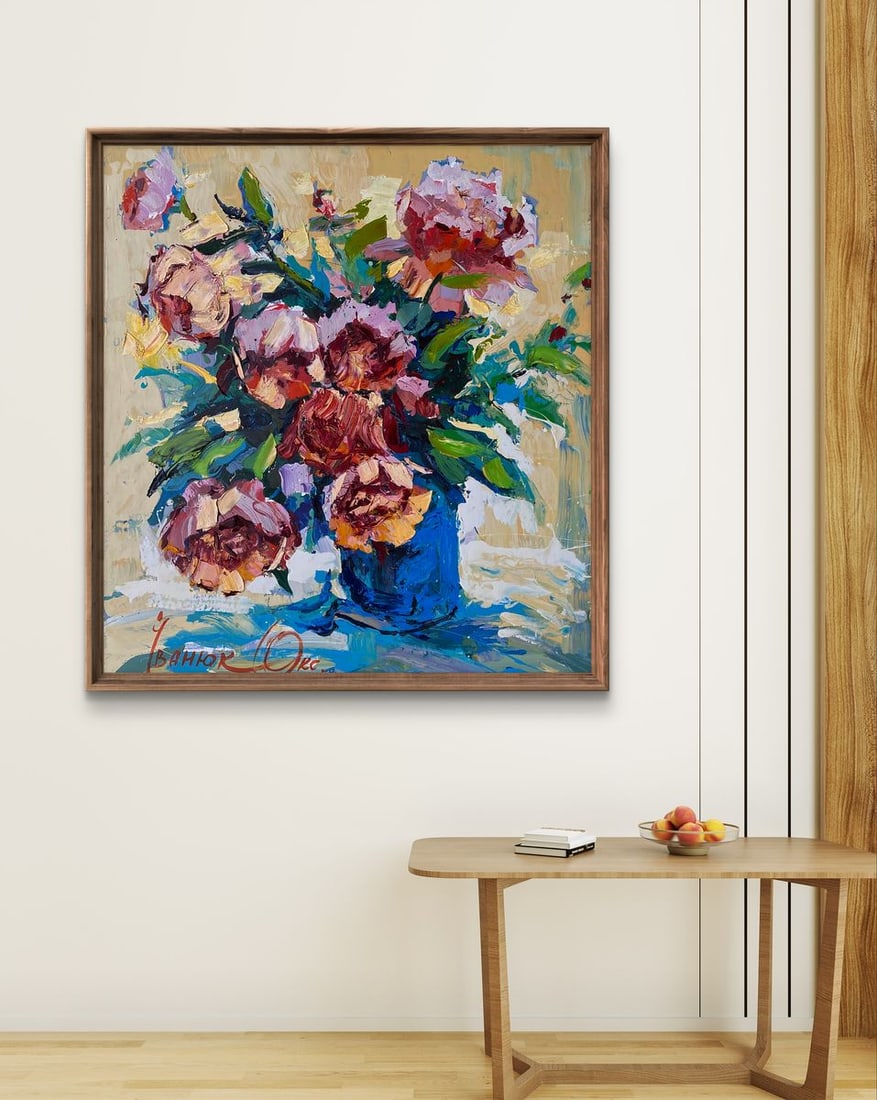 Oil painting The smell of peony flowers Oksana Ivanyuk - 3