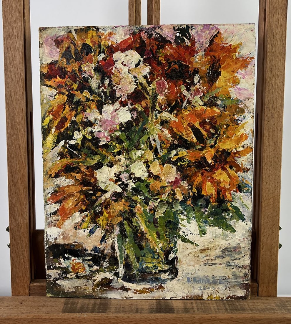 Oil painting Bouquet of fresh flowers Vadim Aksenov: Title: Oil painting Bouquet of fresh flowers Vadim Aksenov Description: AAA5031The oil painting on hardboard titled "Bouquet of Fresh Flowers" captures the vibrant immediacy and fleeting beauty of fre