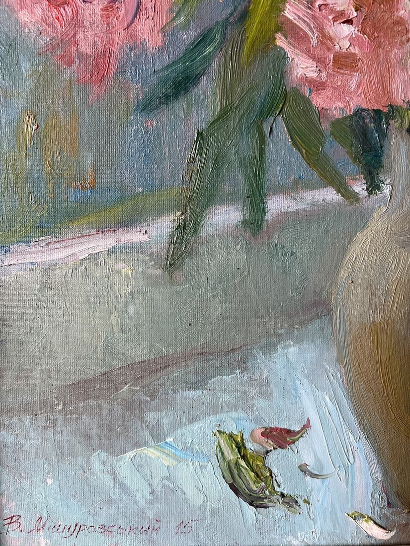 Oil painting Peonies on the windowsill V. Mishurovsky - 4