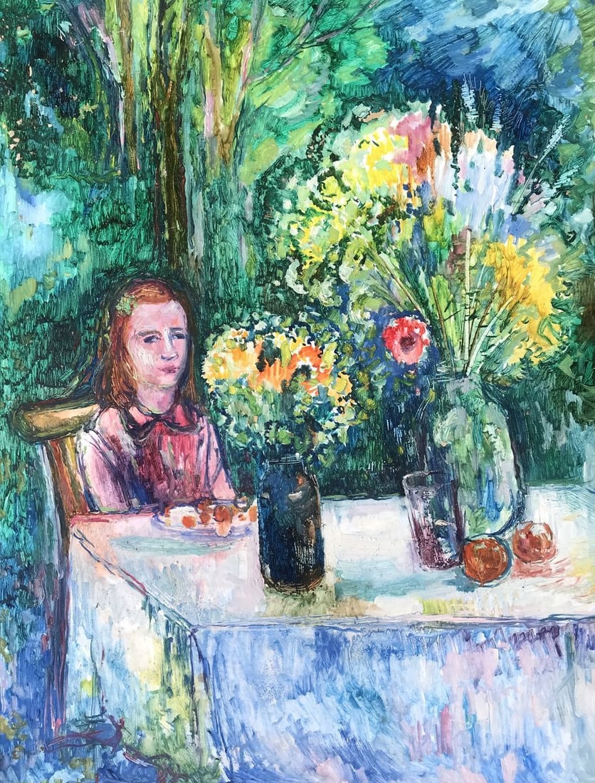 Oil painting Girl in the garden Peter Tovpev