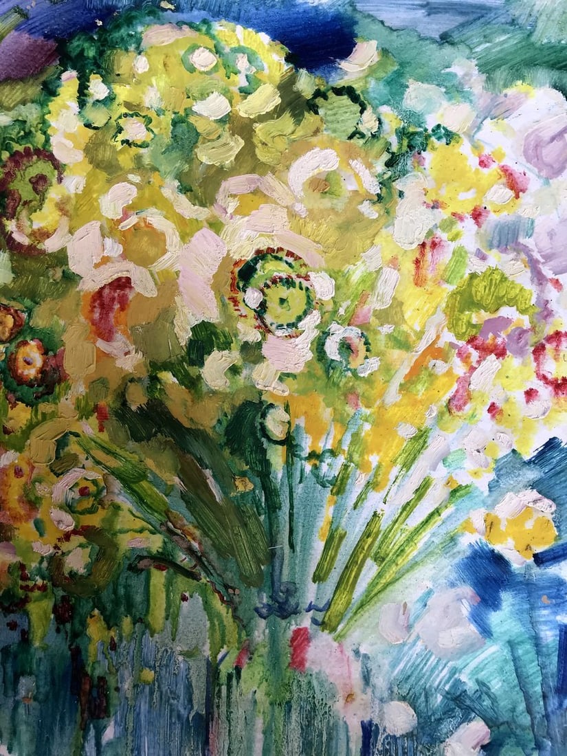 Oil painting Summer flowers on the table Peter Tovpev - 2