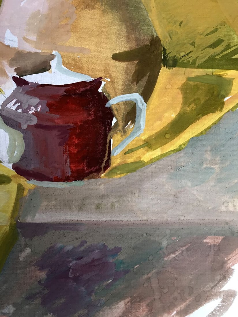 Gouache painting Flowers on the windowsill Unknown artist - 10