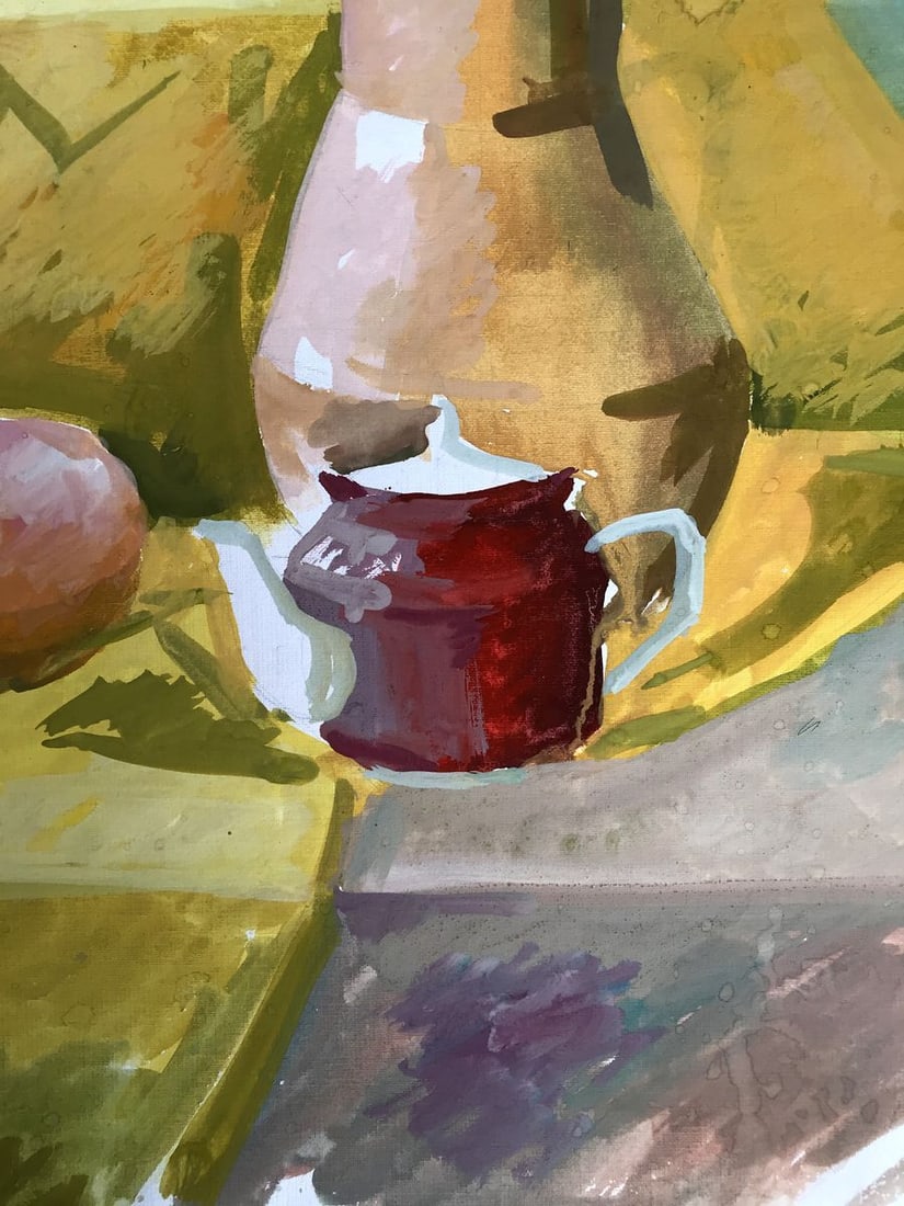 Gouache painting Flowers on the windowsill Unknown artist - 9