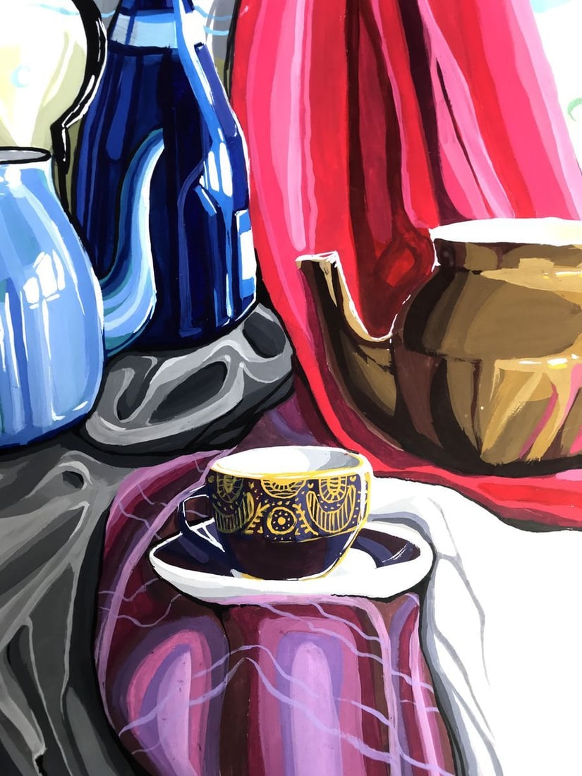 Acrylic painting Tea Table Unknown artist - 7