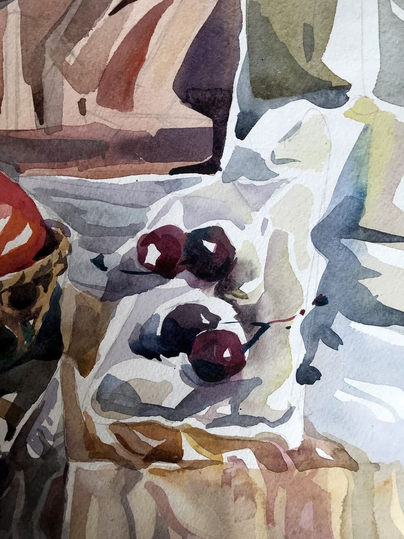 Watercolor painting Fruit on the table Unknown artist - 10