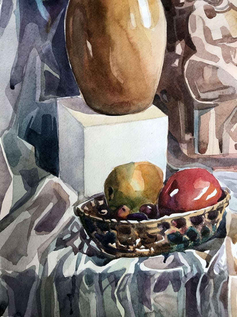 Watercolor painting Fruit on the table Unknown artist - 8