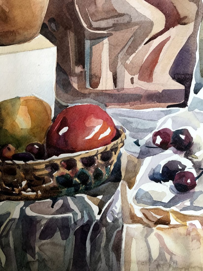 Watercolor painting Fruit on the table Unknown artist - 9