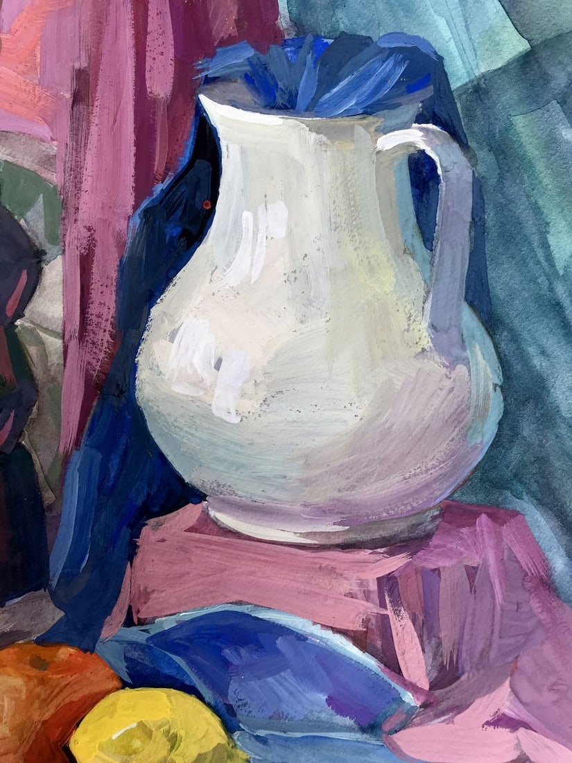 Gouache painting Roses on the table Unknown artist - 7