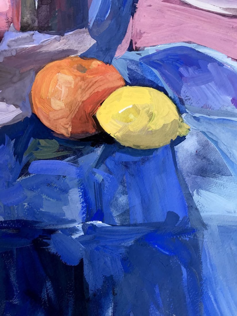 Gouache painting Roses on the table Unknown artist - 9