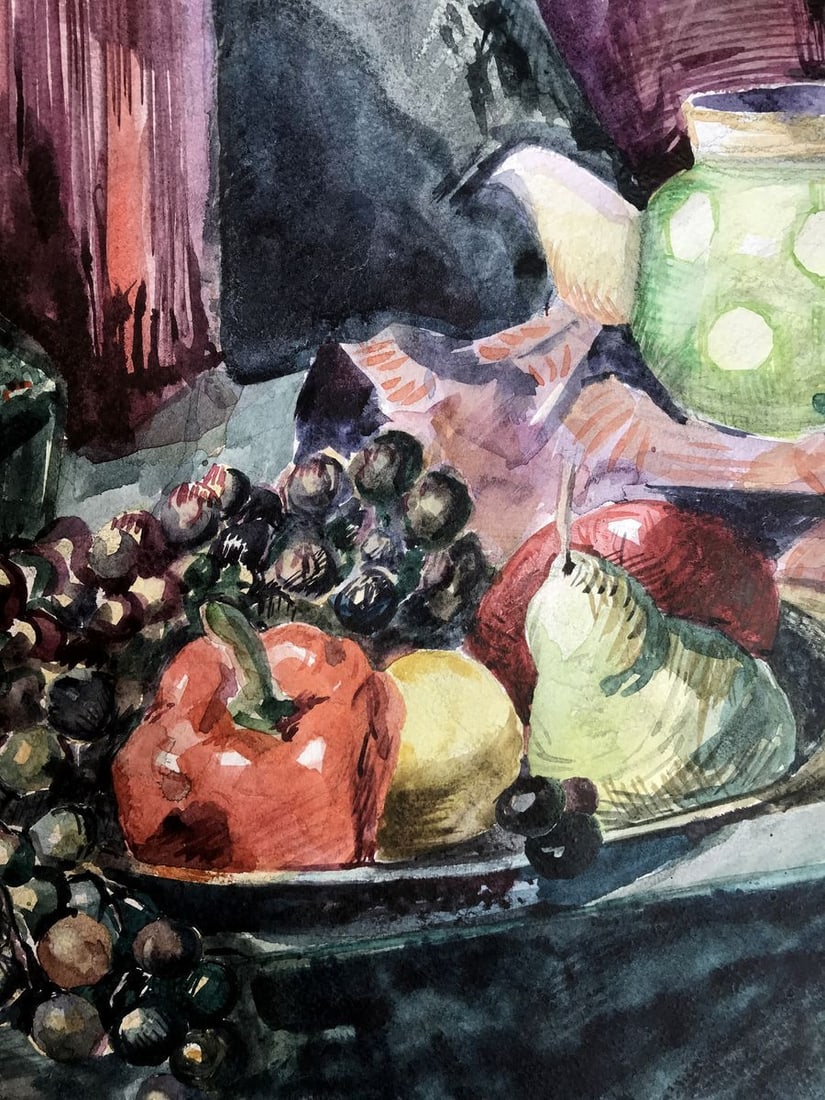 Watercolor painting Fruit on the table Unknown artist - 7