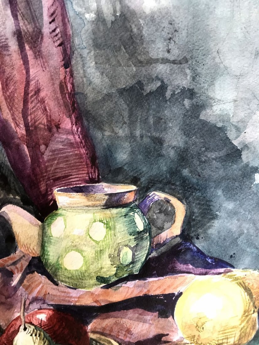 Watercolor painting Fruit on the table Unknown artist - 8