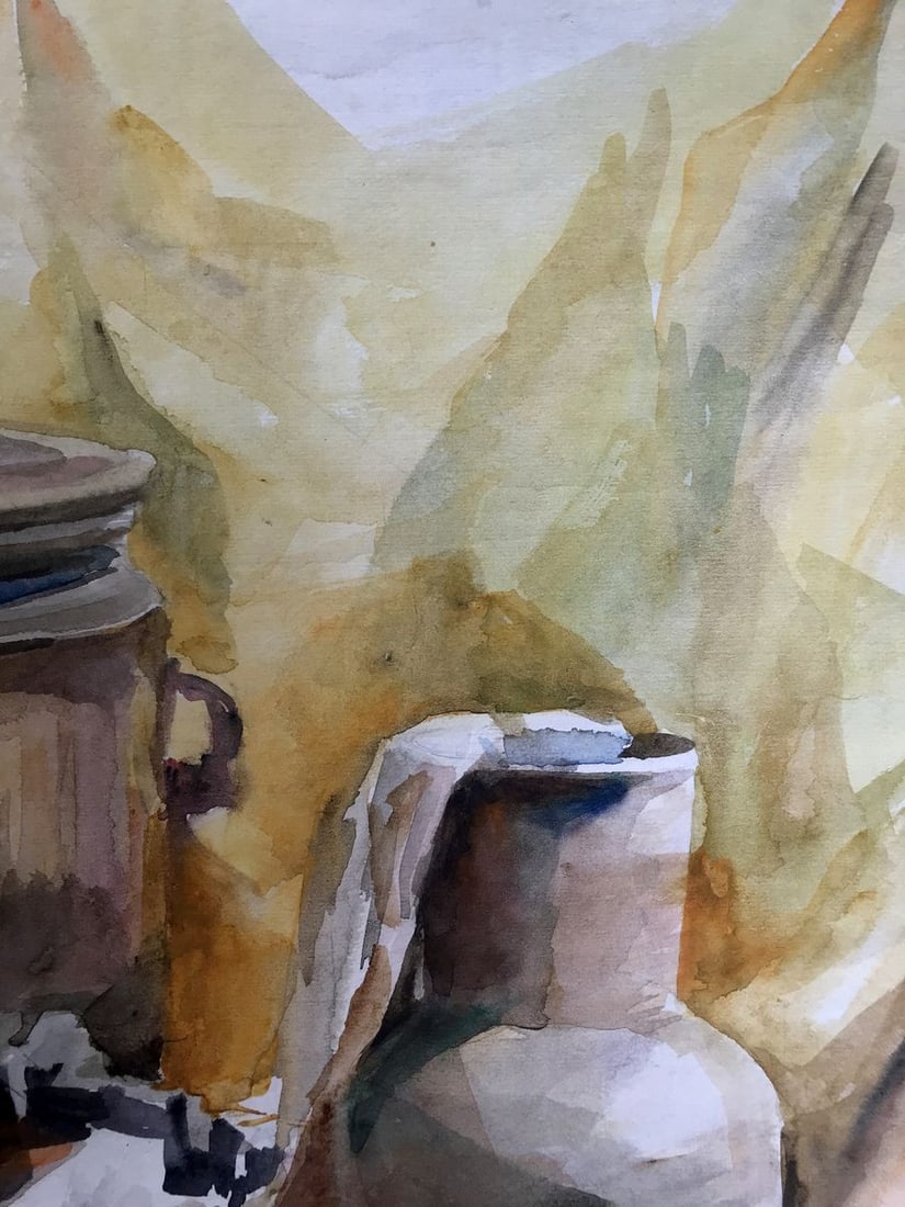 Watercolor painting Kettle on the table Unknown artist - 5