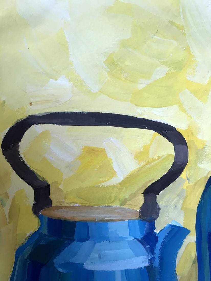 Gouache painting Kettle on the table Unknown artist - 4