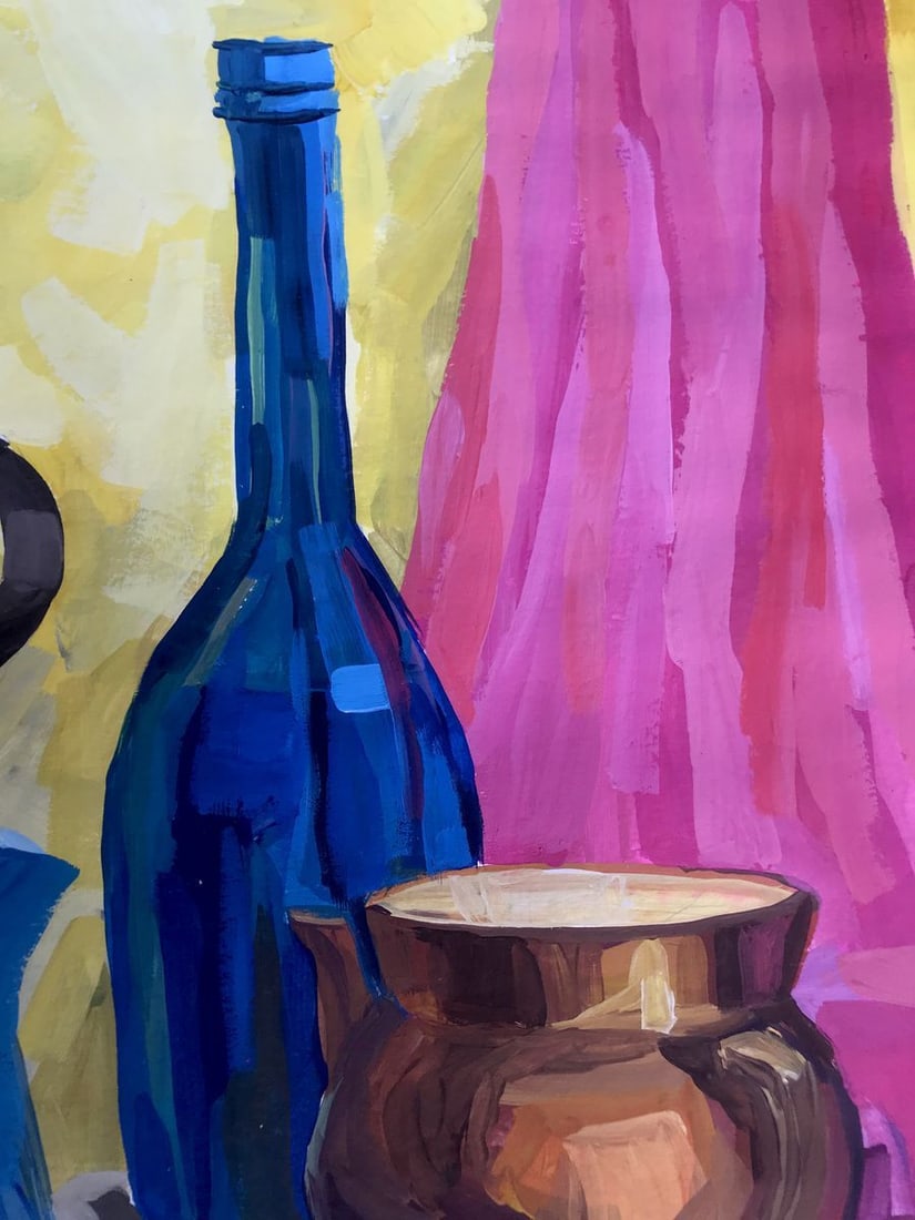 Gouache painting Kettle on the table Unknown artist - 5