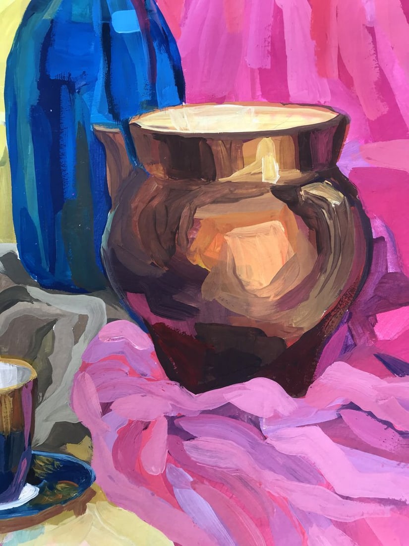 Gouache painting Kettle on the table Unknown artist - 7